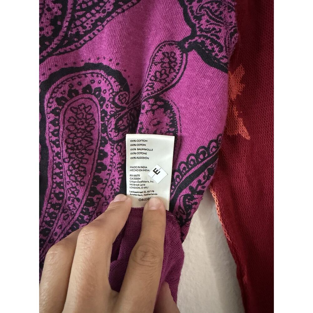 Free People We The Free Paisley Star Print Henley Long Sleeve Top L NWT Boho - Picture 6 of 8